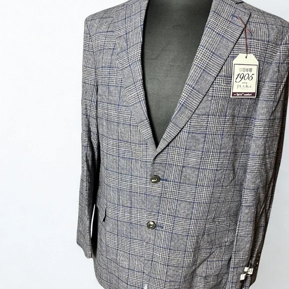 “NEW” 42R Blue striped Gray Blazer 1905 J°S. A. Bank Clothing Co.